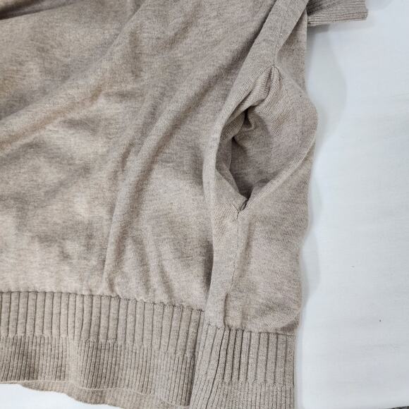Victoria Secret Tunic Sweater Large Tan Cashmere Blend V Neck Pocket Ribbed Trim - Picture 8 of 12